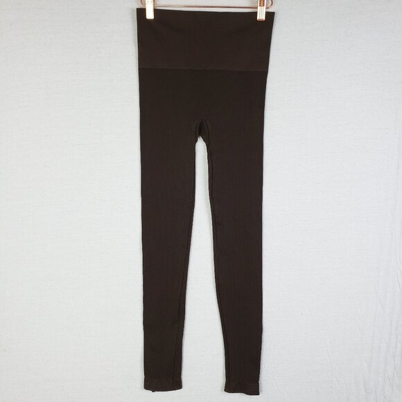 SPANX Seamless Leggings Ankle Side Zip High Rise Dark Brown size M - Picture 3 of 13